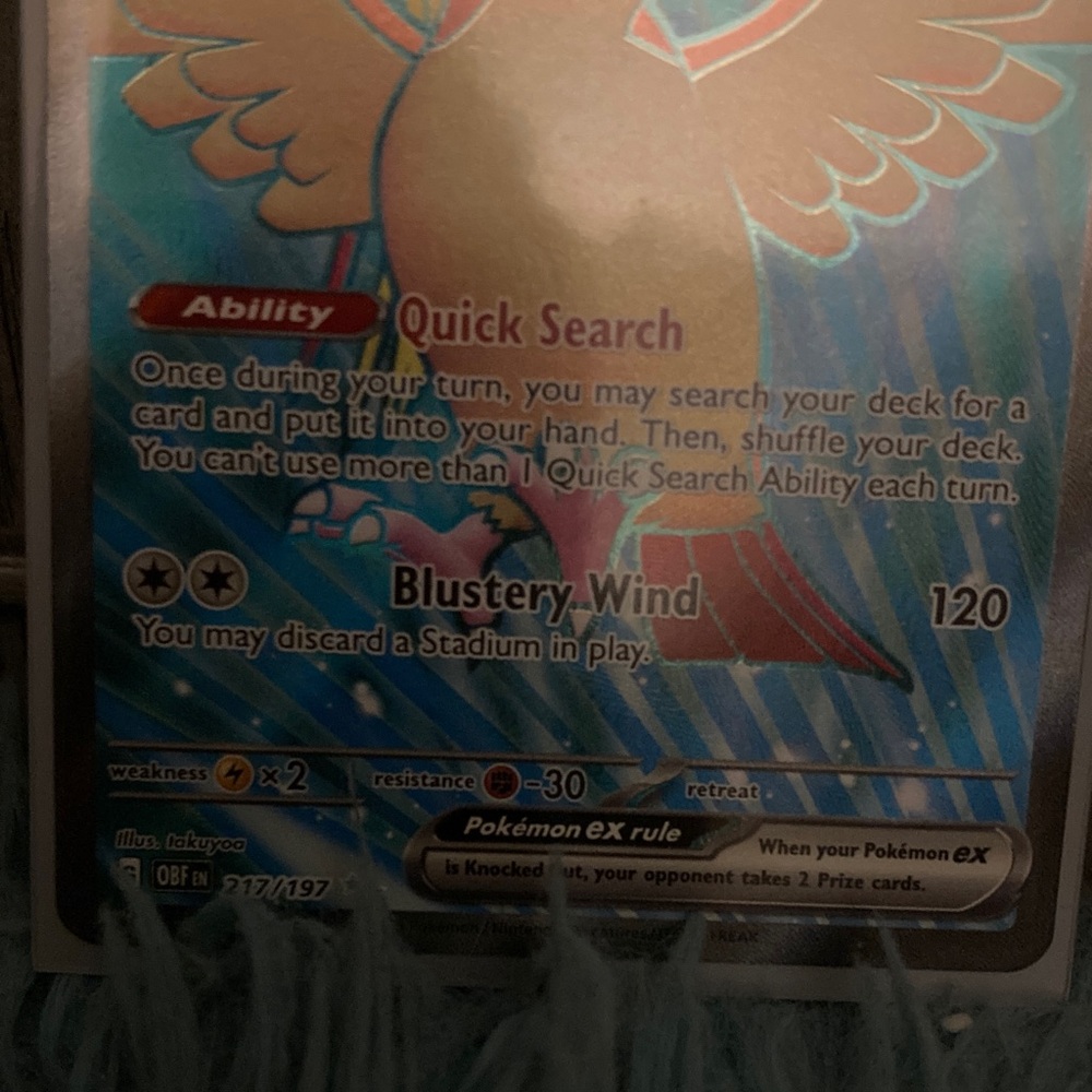 Pidgeot EX Trading Card - Blue and Gold - Picture 7 of 10